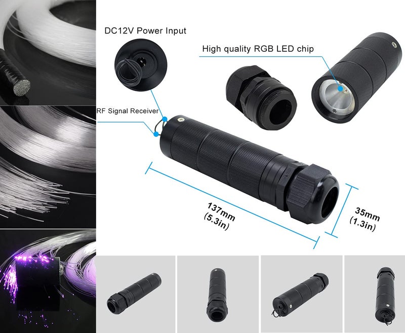 AZIMOM Car Use Bluetooth 6W RGBW LED Fiber Optic Lights Star Ceiling Light Kit APP Remote Controller Mixed 295pcs 9.8ft Optic Cable Music Mode Sensory Lighting Indoor Home Interior Decoration - Image 3